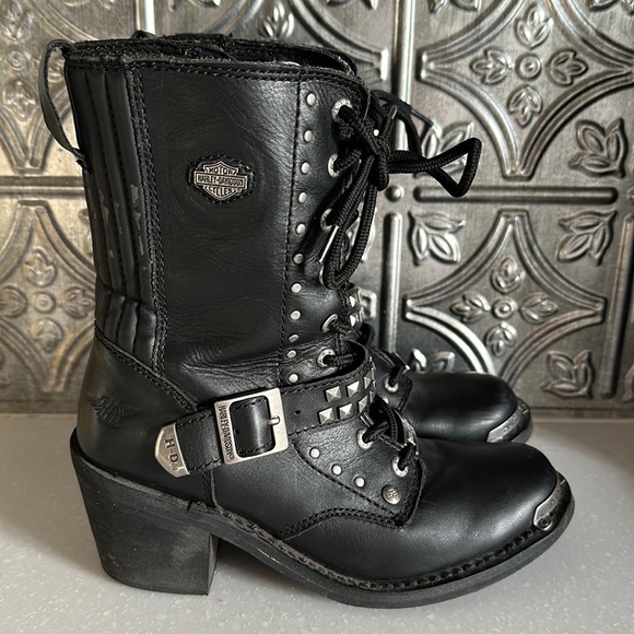 HarleyDavidson Shoes Harley Davidson Leather Lace Up Heeled Boots